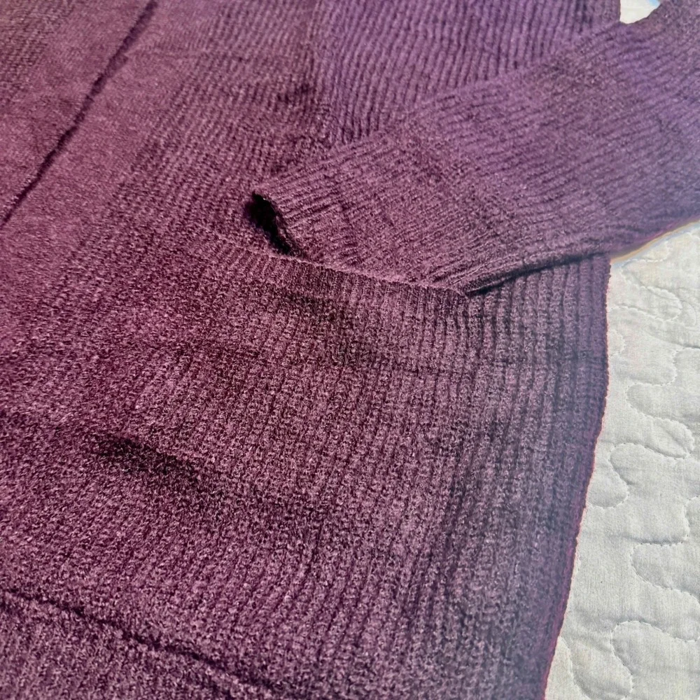 Calvin Klein Women Small Cardigan Purple Open Front FALL DARK ACADEMIA PLUM COZY